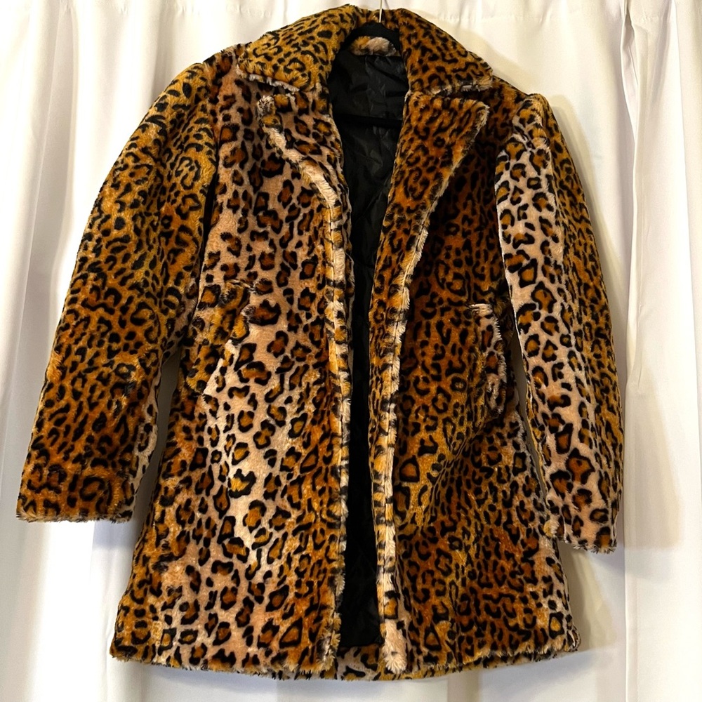 Leopard Print Faux Fur Coat